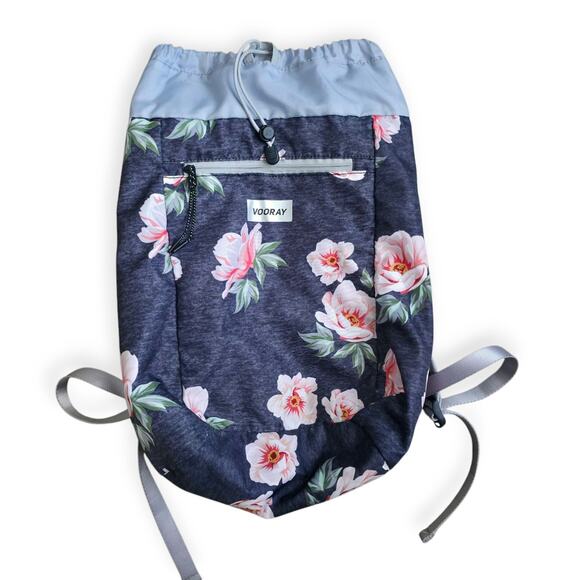 Vooray Stride Cinch Gray Floral Rose Gray 13L Drawstring Backpack Women One Sz - Picture 2 of 15